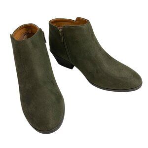 Soda Faux Suede Booties Womens Size 7 Khaki Green Western Boho Hippie Earthy